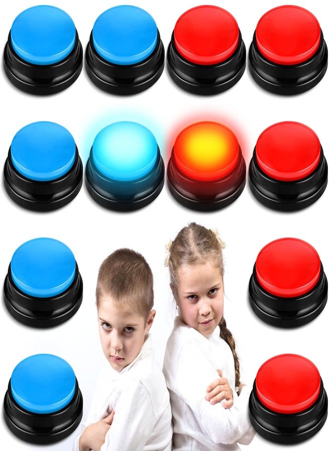 جيريفي مجموعة جيريفاي المكونة من 12 جهاز تنبيه صوتي قابل للتسجيل، مناسبة للتعلم، مع أصوات وأضواء، مثالية لعروض الألعاب، والفصول الدراسية، والتواصل، والألعاب العائلية، والدراسة، والمسابقات المكتبية، باللونين الأحمر والأزرق. - Image 1